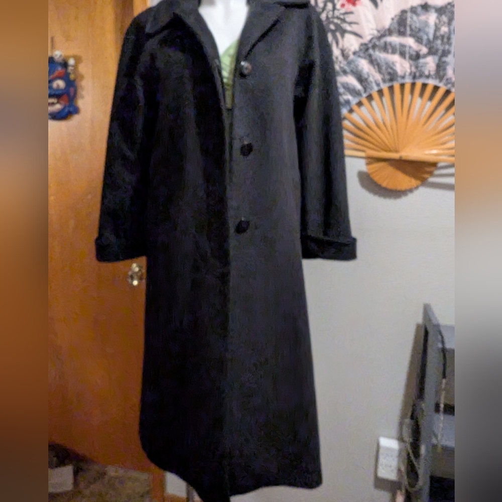 Grey full length wool coat